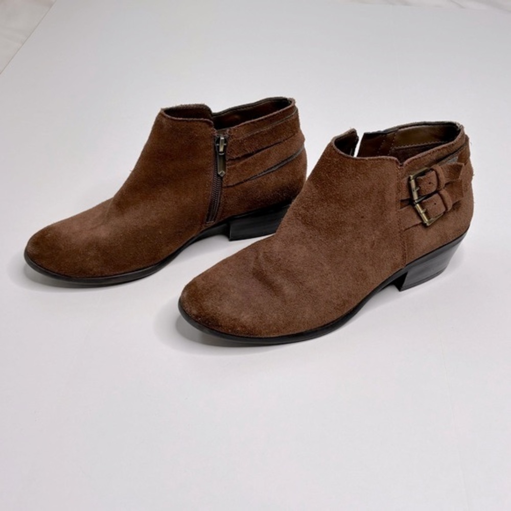 Sam Edelman Women’s Size 7.5 Brown Leather Suede Ankle Boot with buckles